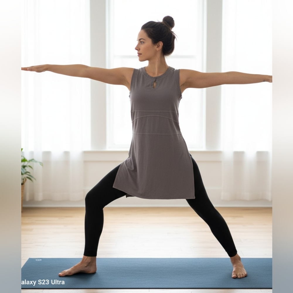 Contourwear Gray Active Wear Yoga Long Tank Top Fitness Athleisure - Picture 6 of 6